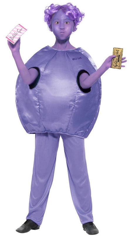 Girls Willy Wonka Violet Beauregarde Blueberry Book Week Costume Front Image