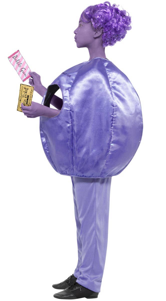 Girls Willy Wonka Violet Beauregarde Blueberry Book Week Costume Side Image