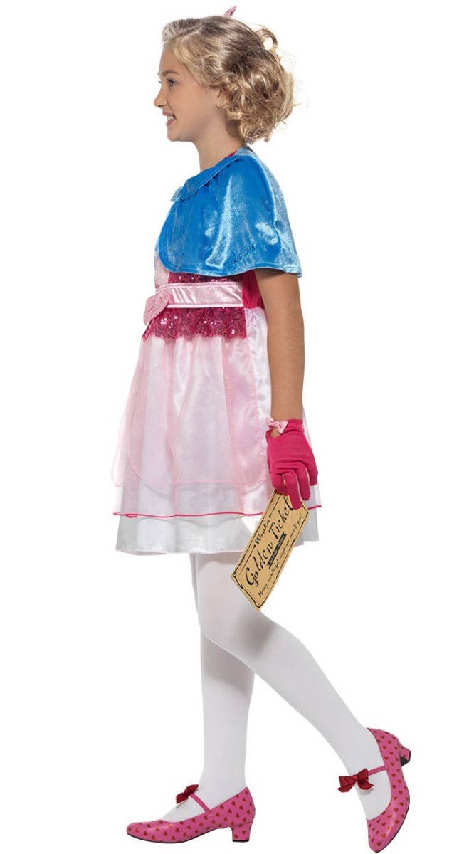 Girls Veruca Salt Willy Wonka Roald Dahl Book Week Costume Side Image