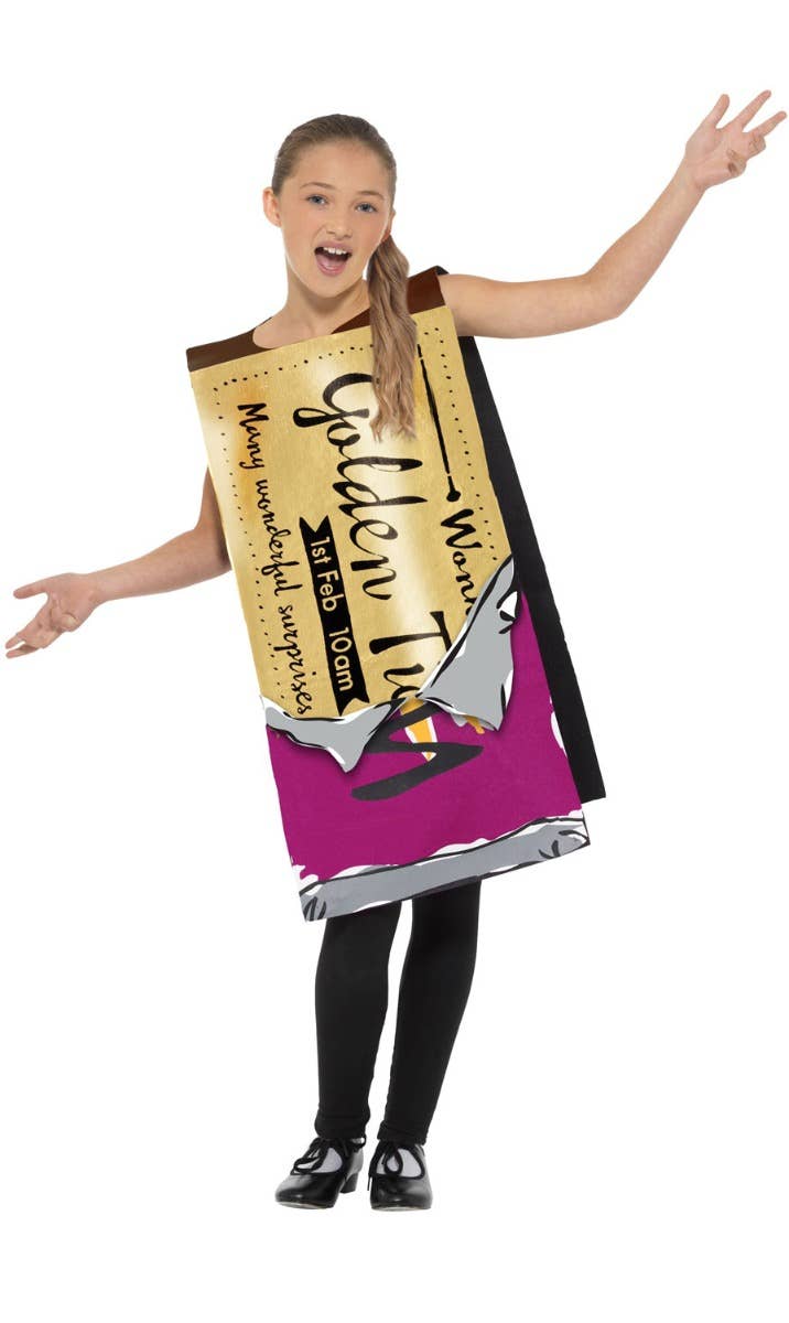 Kids Winning Golden Ticket Wonka Bar Roald Dahl Book Week Costume Alternative Image