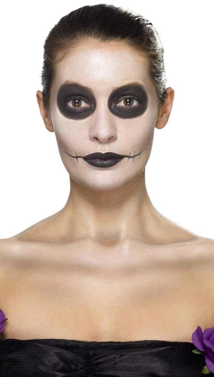 Women's Stick On Day Of The Dead Tattoo Makeup Kit Mexican Halloween Costume Accessory Face Paint Kit Step 2 Image