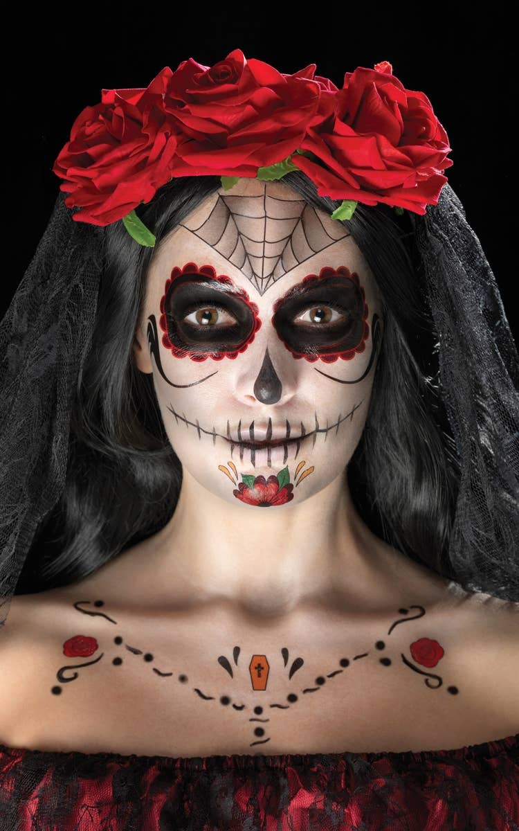 Women's Sugar Skull Day of the Dead Costume Makeup Kit 5
