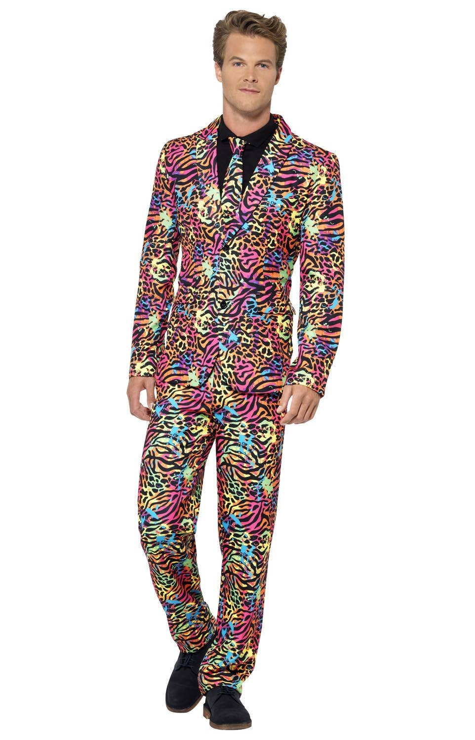 Colourful Neon Animal Print Men's Stand Out Suit Costume Image 1