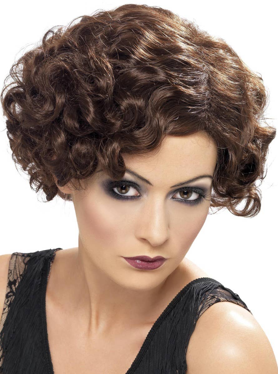 Flirty Flapper Brown 1920s Womens Costume Wig - Alternate Image