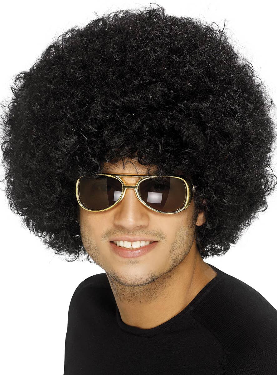 Unisex 70's Funky Black Afro Costume Wig