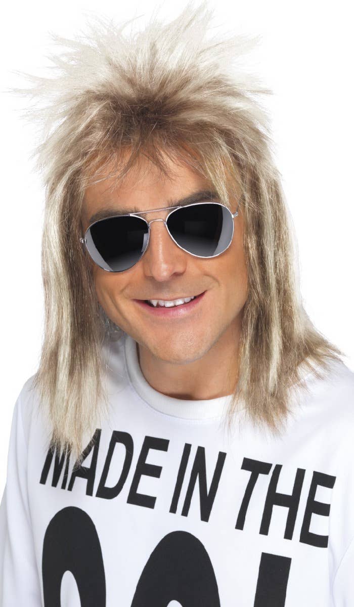Image of Made In The 80s Mens Blonde Mullet Wig