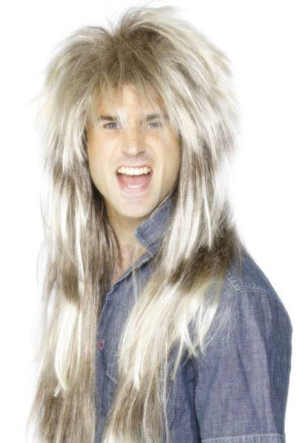 Mens 80s Fashion Mega Mullet Blonde Wig - Main Image