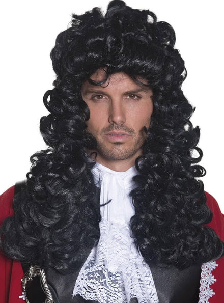 Men's Long Curly Black Costume Wig