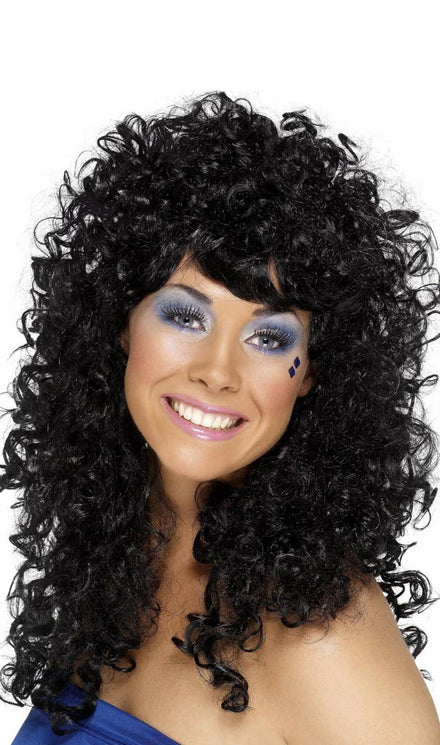 1980's Boogie Babe Women's Curly Black Perm Wig Costume Accessory