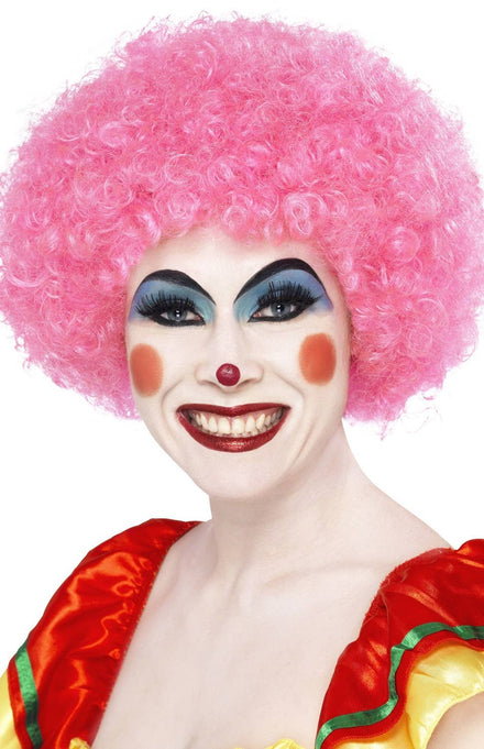 Image of Crazy Pink Clown Afro Women's Costume Wig