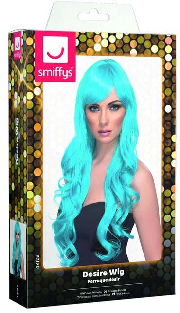 Desire Long Wavy Blue Women's Costume Wig Accessory - Genuine Packaging