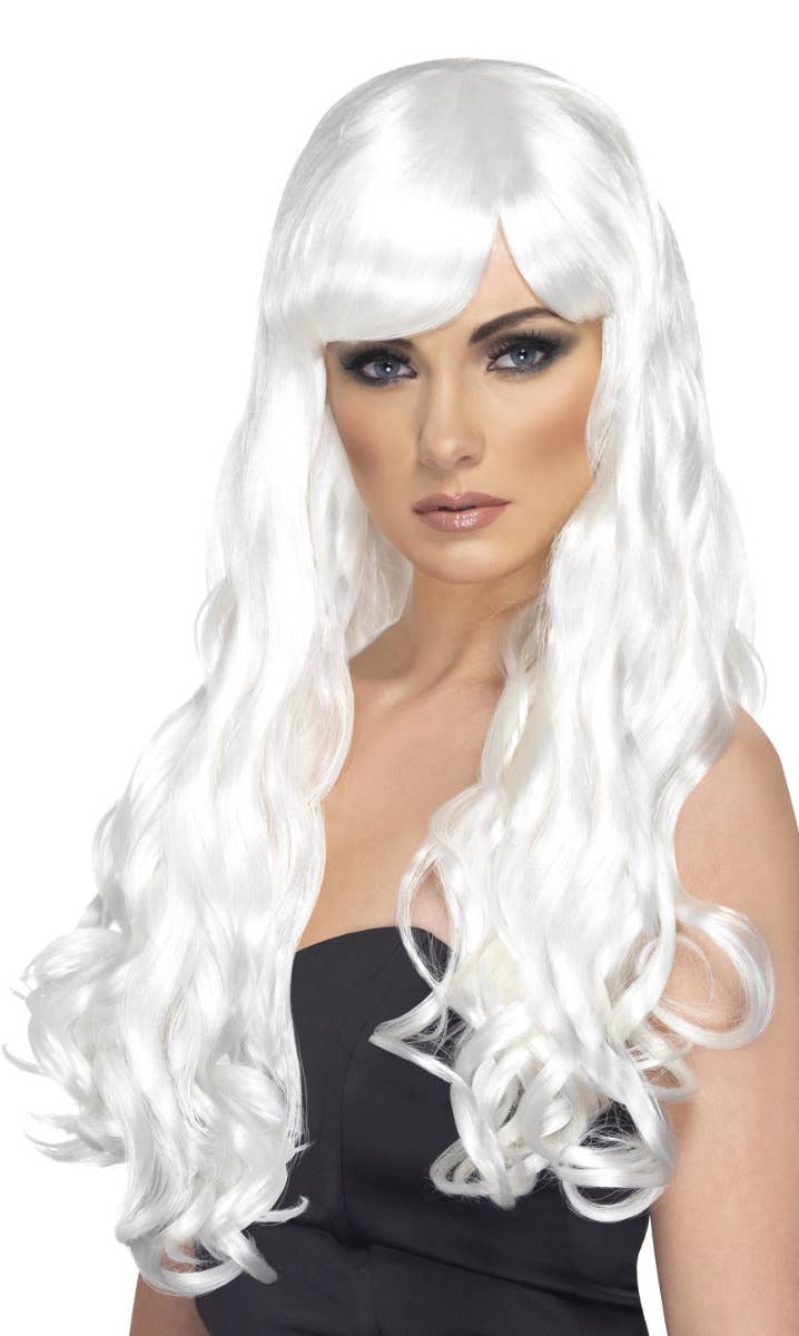Long White Curly Women's Sexy Desire Costume Wig Main Image
