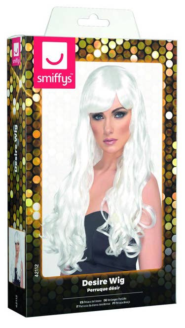 Long White Curly Women's Sexy Desire Costume Wig Package Image