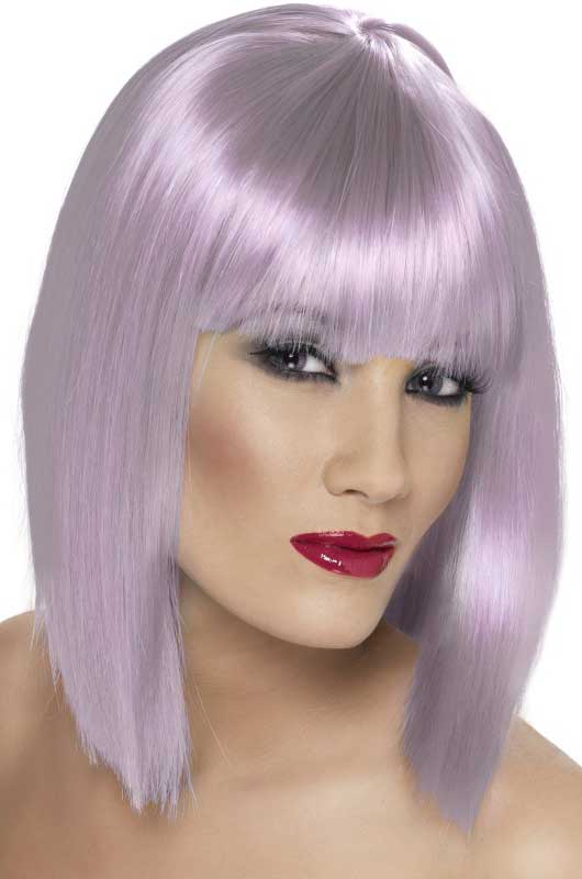 Short Lilac Purple Concave Bob Costume Wig for Women