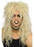 Men's 1980's Hard Rocker Crimped Blonde Mullet Costume Wig