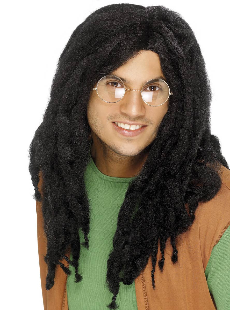 Men's Long Black Bob Marley Style Dreadlocks Costume Wig