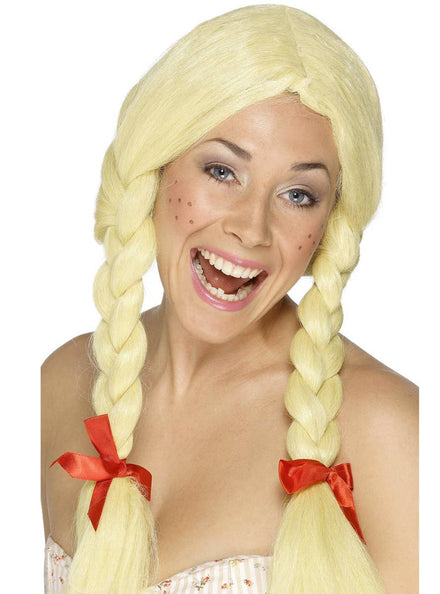 Blonde Braided Pigtails Costume Wig for Women