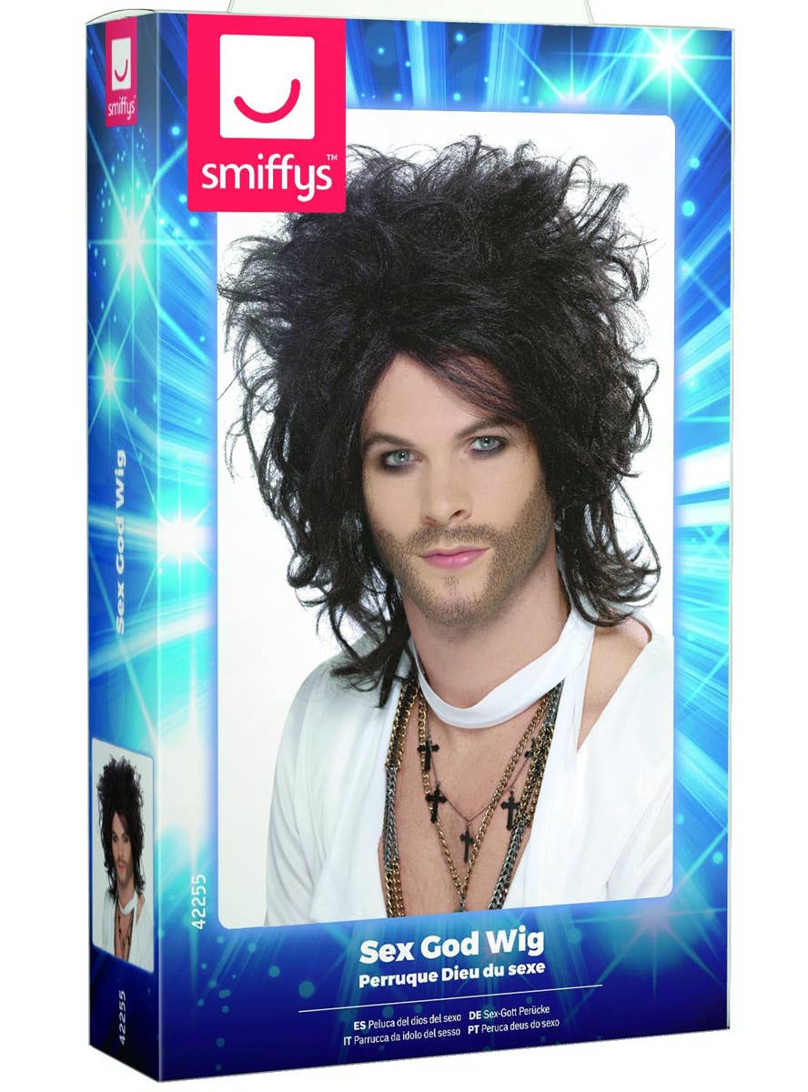 Sex God Men's Russell Brand Costume Wig Packaging Image
