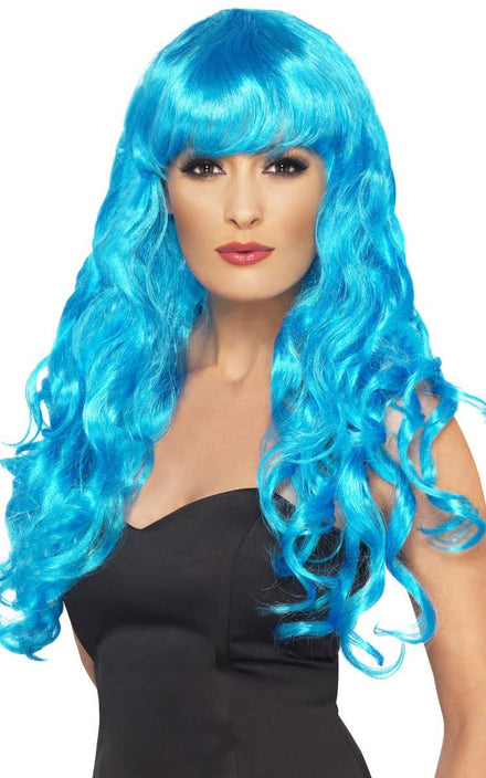 Curly Blue Mermaid Siren Costume Wig for Women