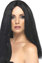 Women's Straight Black Costume Wig with Centre Part