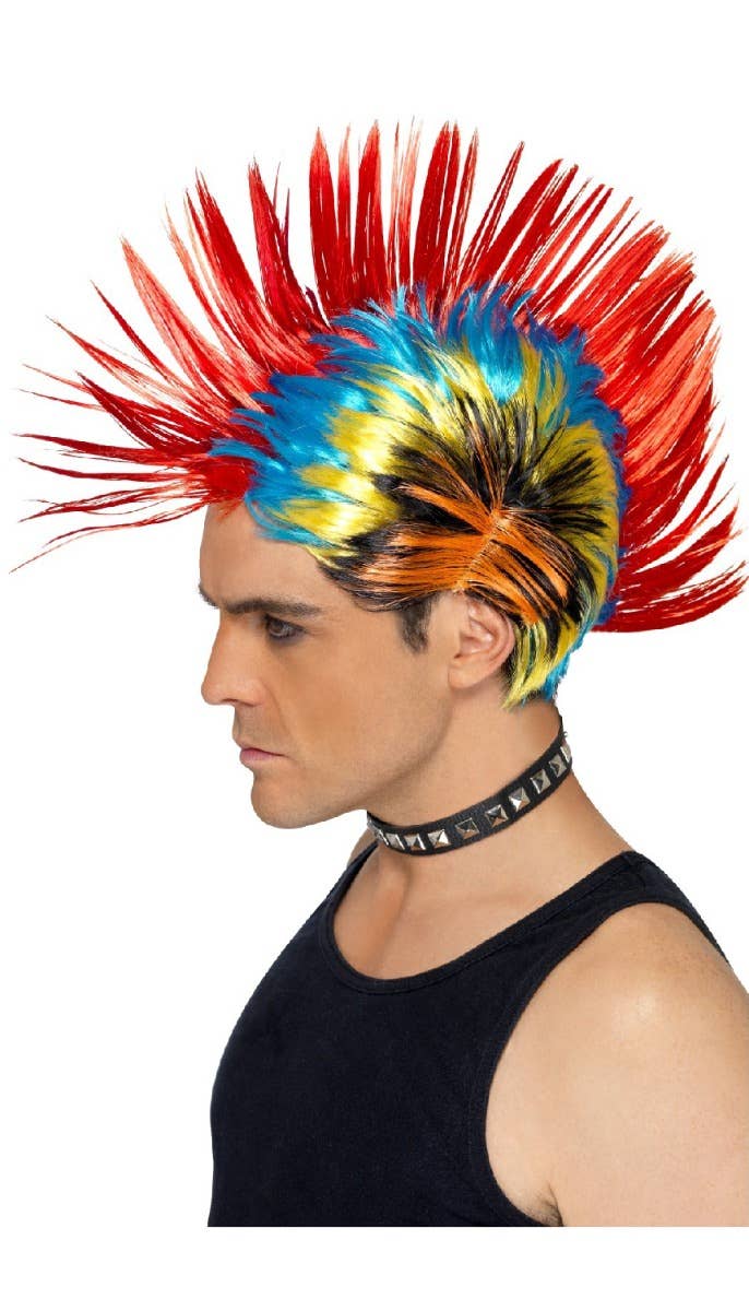 Image of Street Punk 1980s Rainbow Mohawk Wig