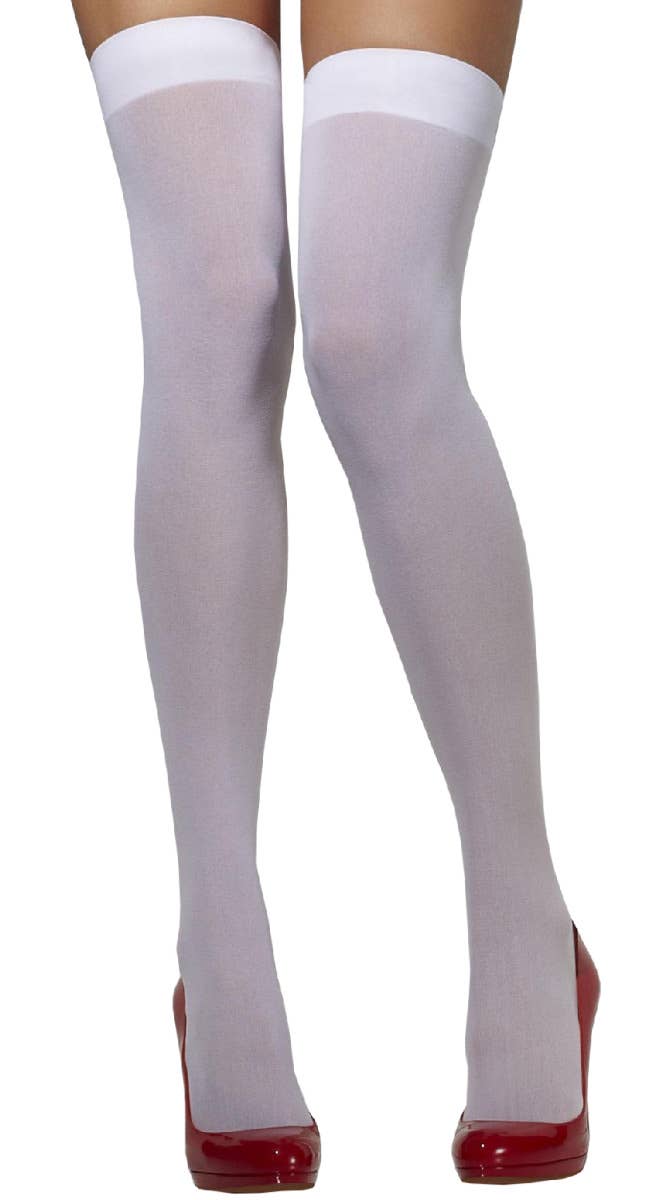 White Over the Knee Opaque Stockings Main Image