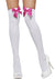 White Opaque Thigh High Stockings with Fuschia Pink Bows