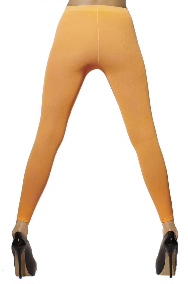 Opaque Fluro Orange Footless Costume Tights Back View