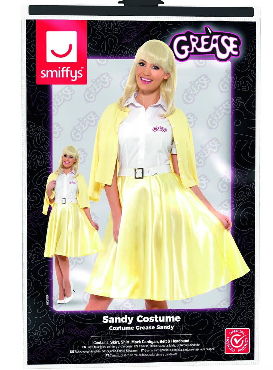 Women's Yellow Good Sandy Costume from Grease Pack View