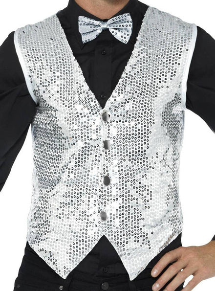 Showman Silver Sequined Vest - Front