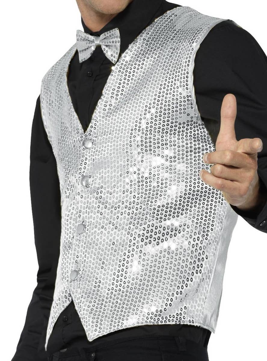 Showman Silver Sequined Vest - Side