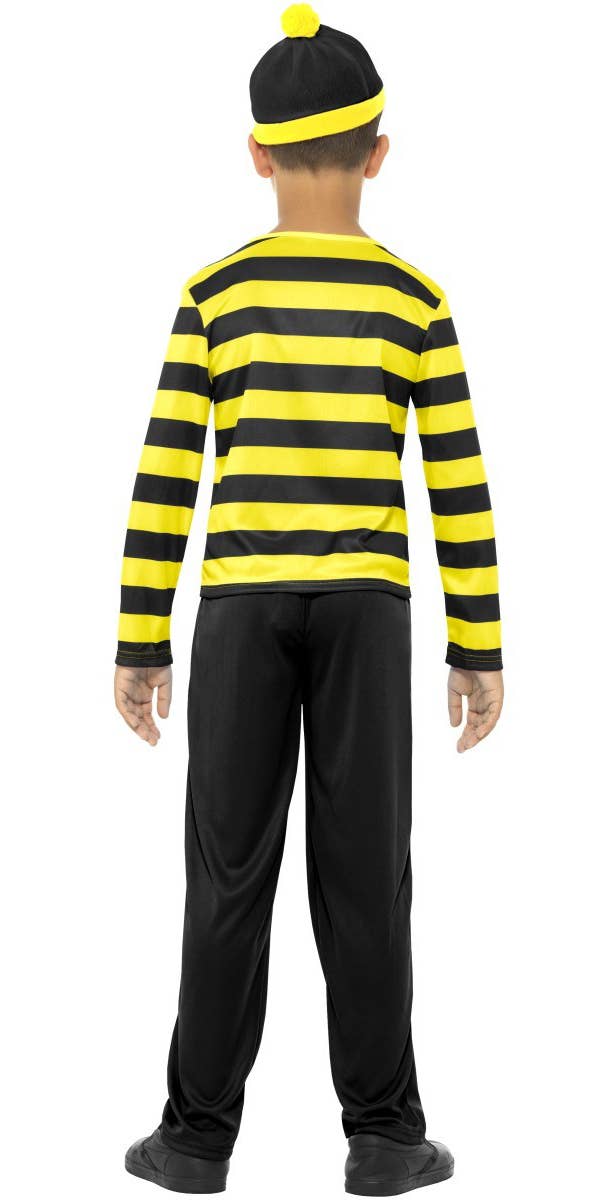 Boys Yellow and Black Where's Wally Odlaw Book Week Costume Back Image