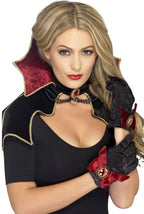 Women's Deluxe Vampire Mini Cape and Gloves Costume Accessory Kit Main Image