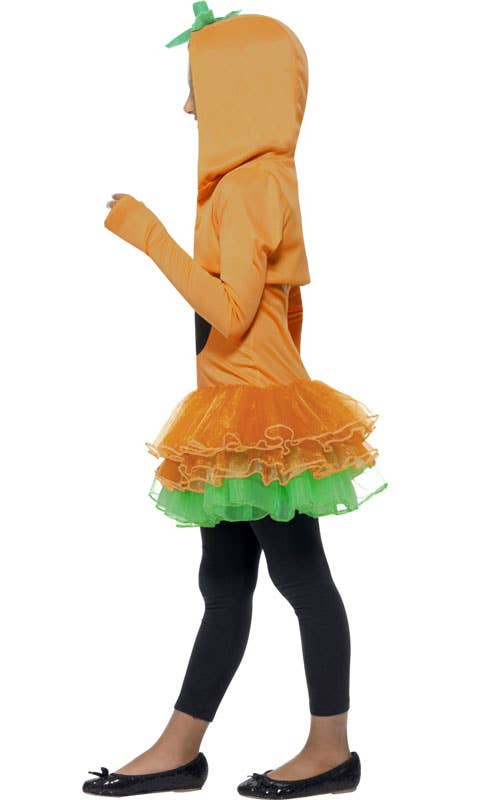 Cute Pumpkin Girl's Orange Halloween Costume Side