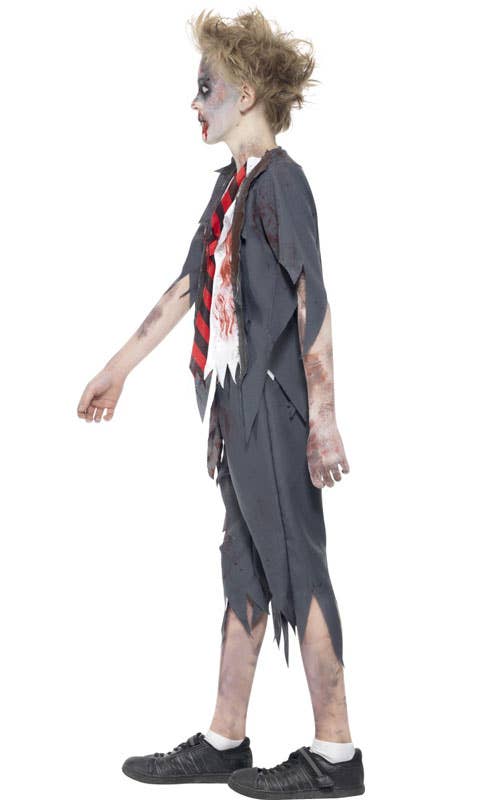 Boy's Zombie School Uniform Halloween Costume Side View