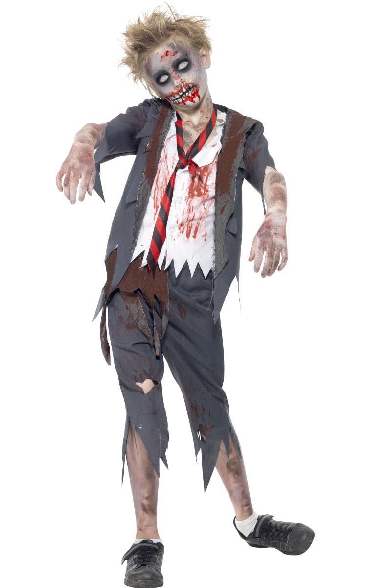 Boy's School Student Zombie Halloween Costume Front View