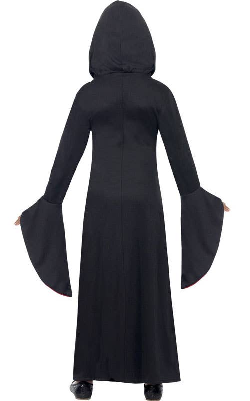 Evil Sorceress Girl's Black Halloween Robe Back View