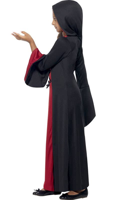 Vampire Girl's Black and Red Halloween Fancy Dress Robe Side