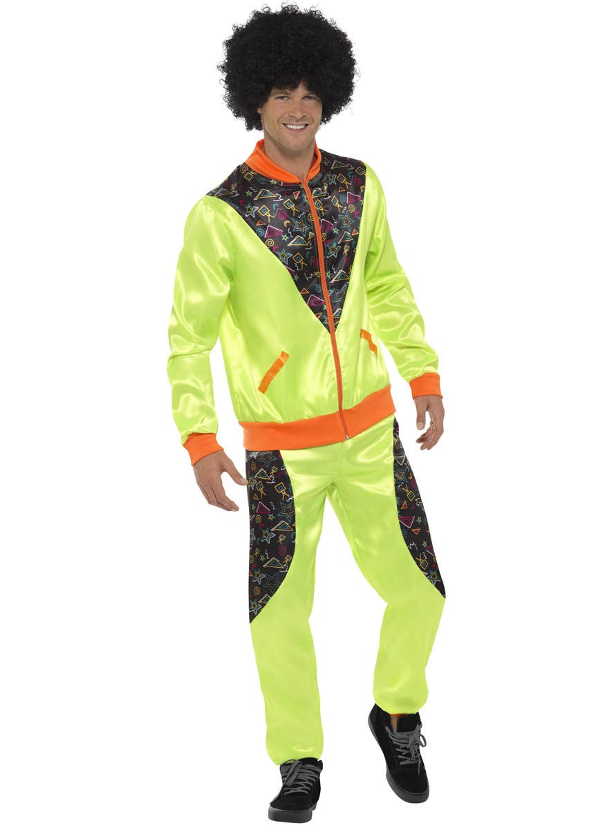 Men's Green Retro Shell Suit Costume Alternate Front Image