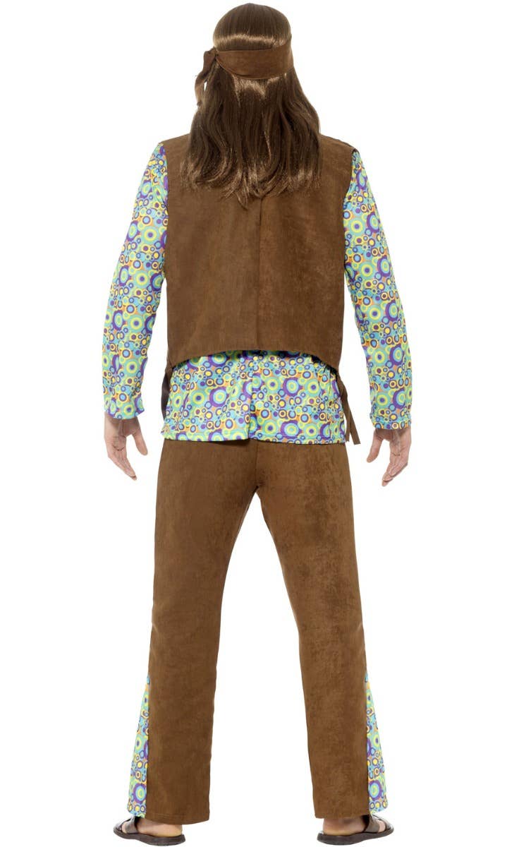 Men's Groovy 60's Hippie Fancy Dress Costume Back Image