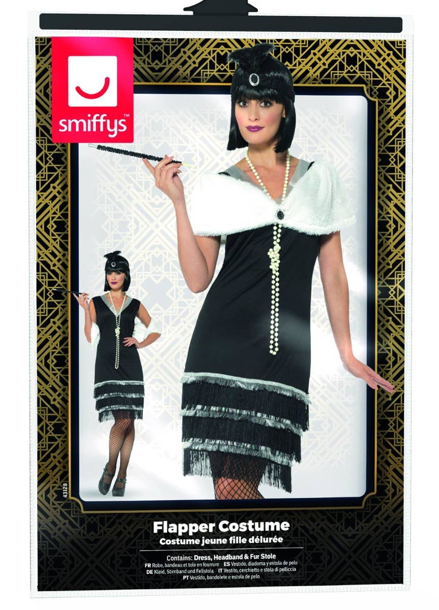 Womens Black Flapper Costume - Packet Image