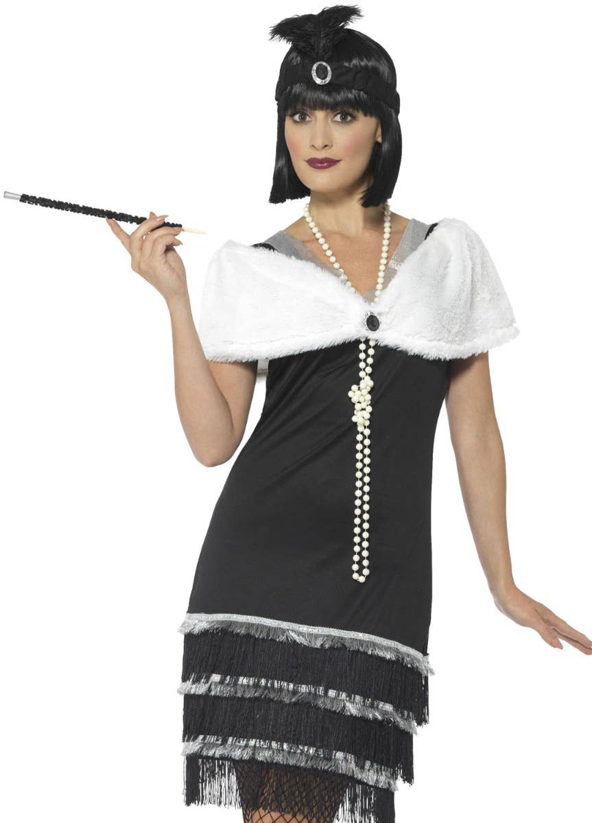 Womens Black Flapper Costume - Close Image