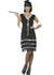 Image of Ritzy Black and Silver Womens Plus Size Flapper Dress Costume - Front View