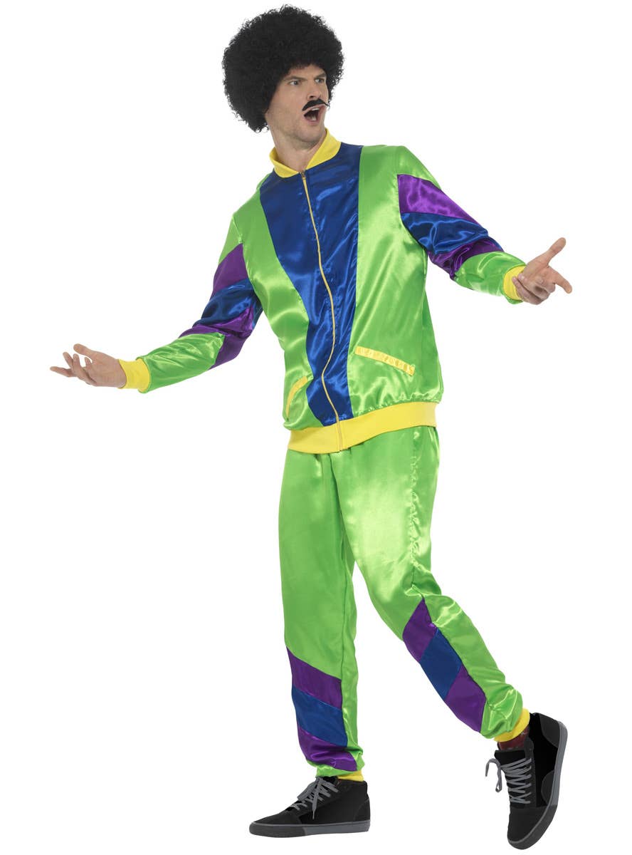 Men's Green 80's Shell Suit Costume Side Image