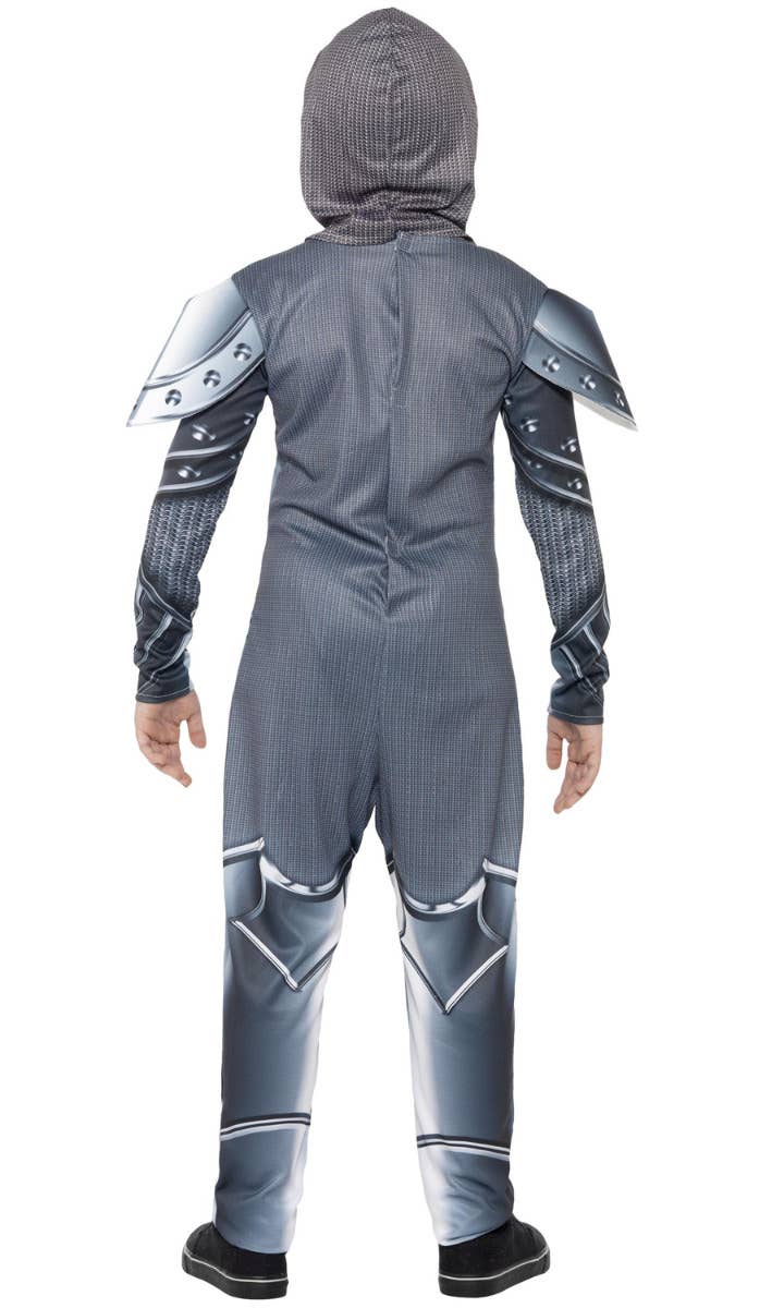 Kids Armoured Knight Printed Jumpsuit Costume - Back Image