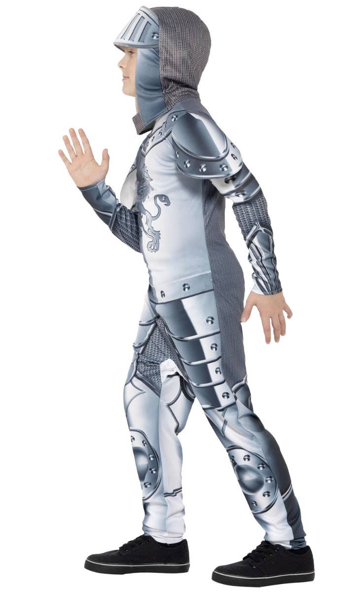 Kids Armoured Knight Printed Jumpsuit Costume - Side Image