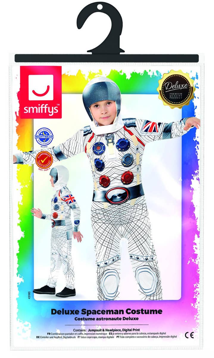 Boys Deluxe Spaceman Fancy Dress Jumpsuit Costume Package image