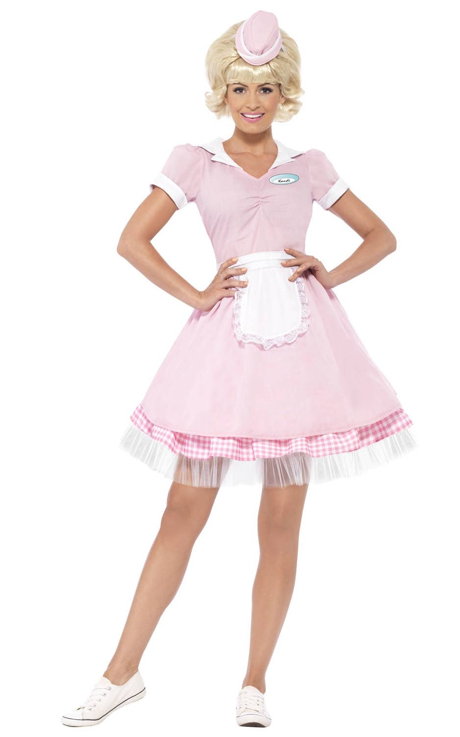 Baby Pink Womens Soda Pop 50s Diner Costume - Front View
