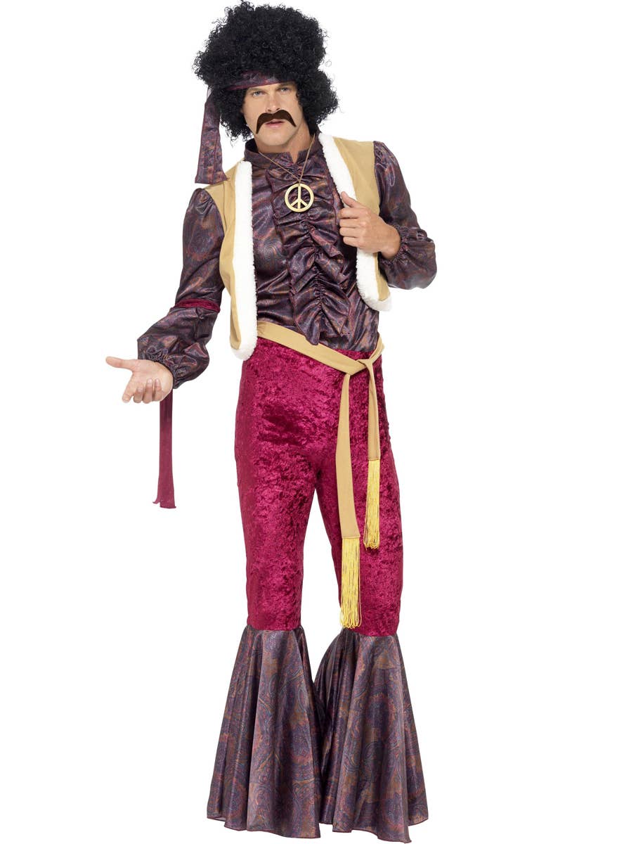 Psychadelic Rocker Mens 1970 Fancy Dress Costume - Front View