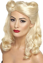 Womens 1940s Rockabilly Pin Up Costume Blonde Wig - Main Image